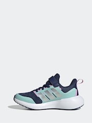 adidas Navy/Light Green Sportswear Fortarun 2.0 Cloudfoam Elastic Lace Top Strap Kids Trainers - Image 2 of 7