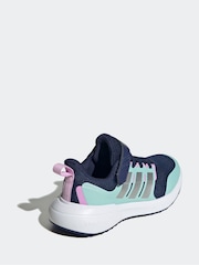 adidas Navy/Light Green Sportswear Fortarun 2.0 Cloudfoam Elastic Lace Top Strap Kids Trainers - Image 4 of 7
