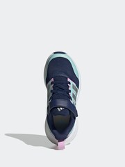 adidas Navy/Light Green Sportswear Fortarun 2.0 Cloudfoam Elastic Lace Top Strap Kids Trainers - Image 5 of 7