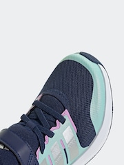 adidas Navy/Light Green Sportswear Fortarun 2.0 Cloudfoam Elastic Lace Top Strap Kids Trainers - Image 6 of 7