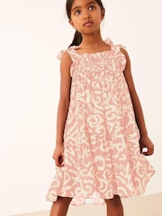 Pink Swirl Print Tie Shoulder Printed Summer Dress (3-16yrs) - Image 1 of 5