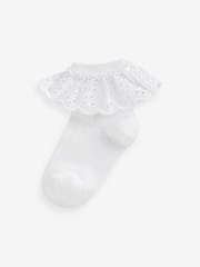 White 2 Pack Cotton Rich Ruffle Ankle Socks - Image 2 of 2