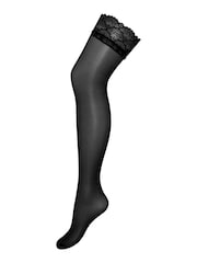 Pour Moi Black 15 Denier Seam Back Lace Top Hold-Up Tights - Image 4 of 4