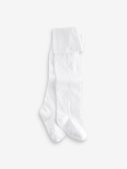 White Cotton Rich Textured Heart Tights - Image 1 of 2