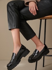 Black Patent Forever Comfort® Chunky Loafers - Image 1 of 8
