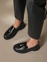 Black Patent Forever Comfort® Chunky Loafers - Image 3 of 8