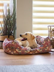 Morris & Co Burgundy Red Strawberry Thief Box Pet Bed - Image 1 of 3