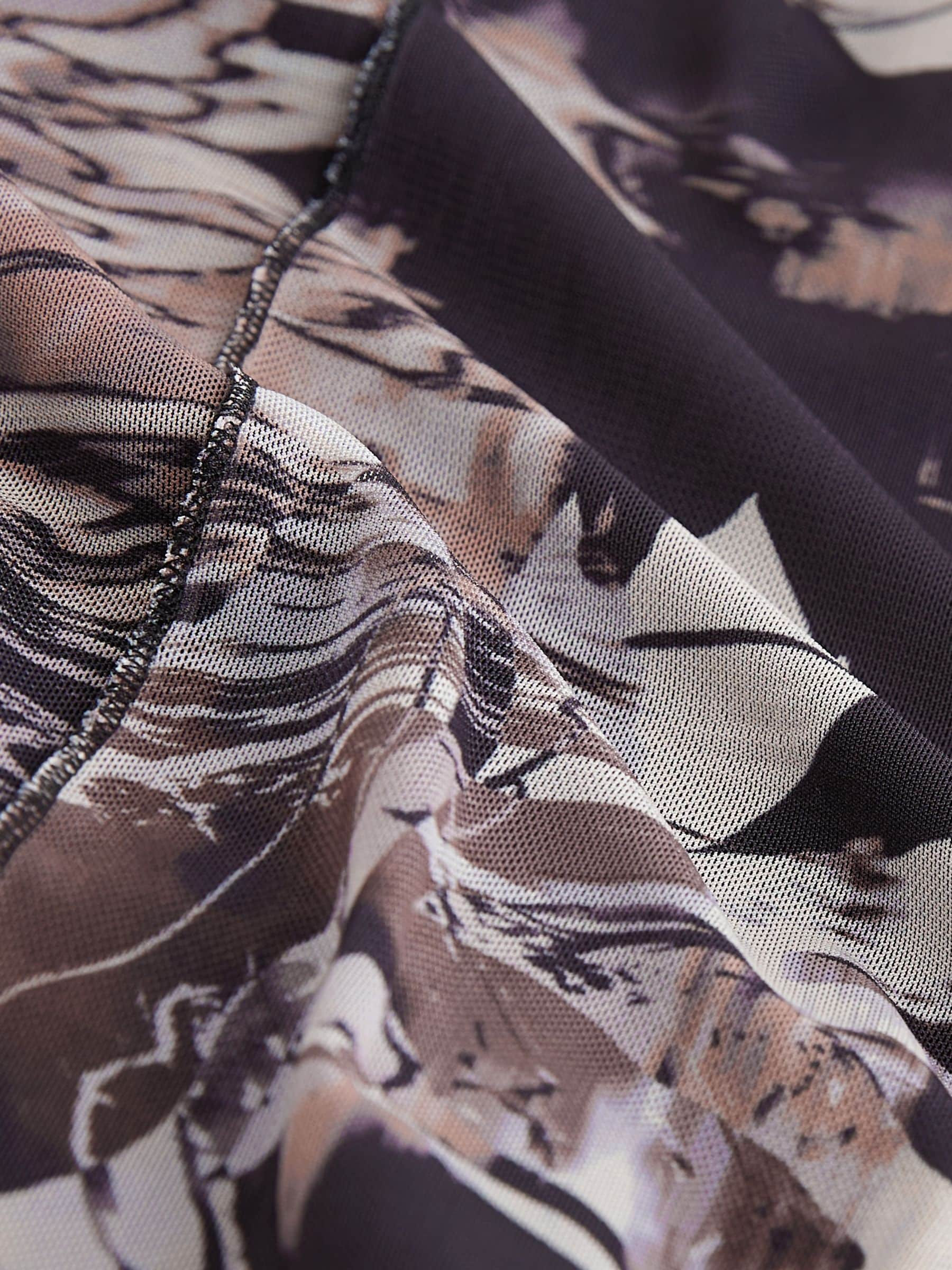 Buy Neutral Digital Abstract Mesh Longsleeve Maxi Dress from Next Luxembourg