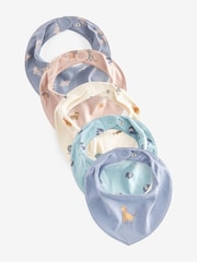 Teal Blue Dribble 100% Cotton Bibs 5 Pack - Image 1 of 1