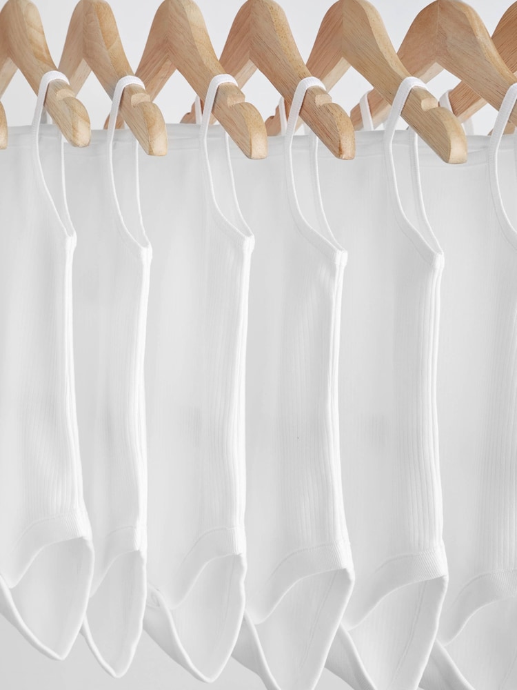 White 10 Pack Baby Strappy Bodysuits - Image 3 of 6