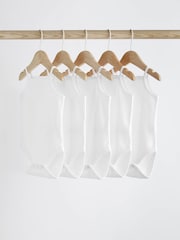 White 5 Pack Baby Strappy Bodysuits - Image 1 of 6