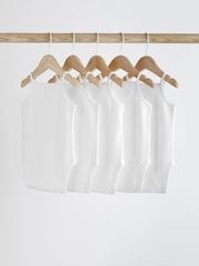 White 5 Pack Baby Strappy Bodysuits - Image 2 of 6