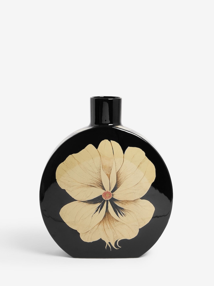 Rockett St George Black Large Floral Large Vase - Image 2 of 4