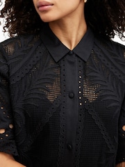 AllSaints Black 100% Cotton Meria Broderie Dress - Image 4 of 7