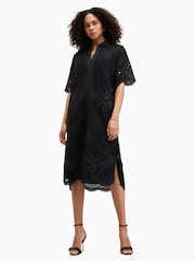 AllSaints Black 100% Cotton Meria Broderie Dress - Image 5 of 7