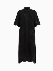 AllSaints Black 100% Cotton Meria Broderie Dress - Image 7 of 7