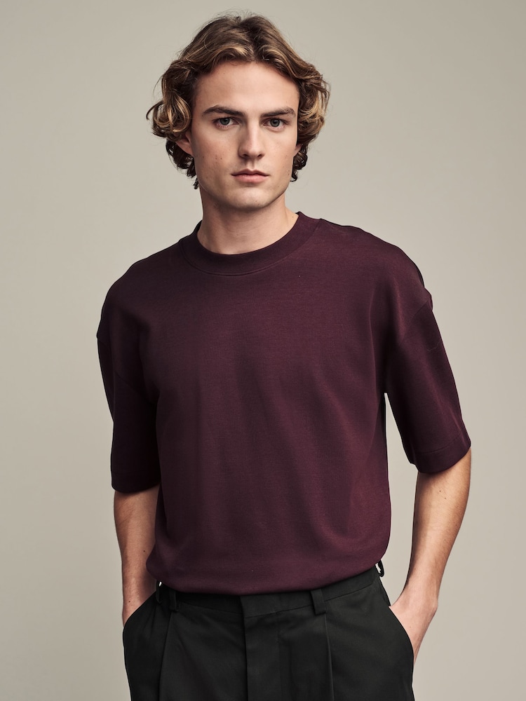 Burgundy Red Relaxed Fit Smart Soft Touch Heavyweight T-Shirt - Image 1 of 7