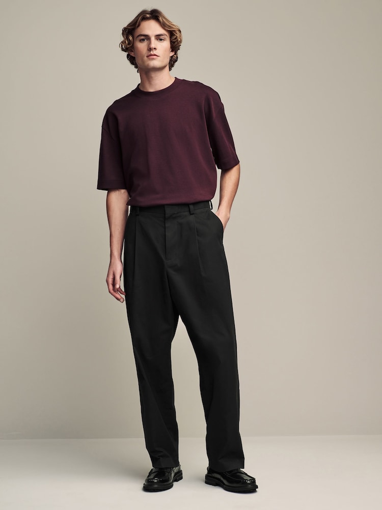 Burgundy Red Relaxed Fit Smart Soft Touch Heavyweight T-Shirt - Image 2 of 7