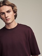 Burgundy Red Relaxed Fit Smart Soft Touch Heavyweight T-Shirt - Image 4 of 7