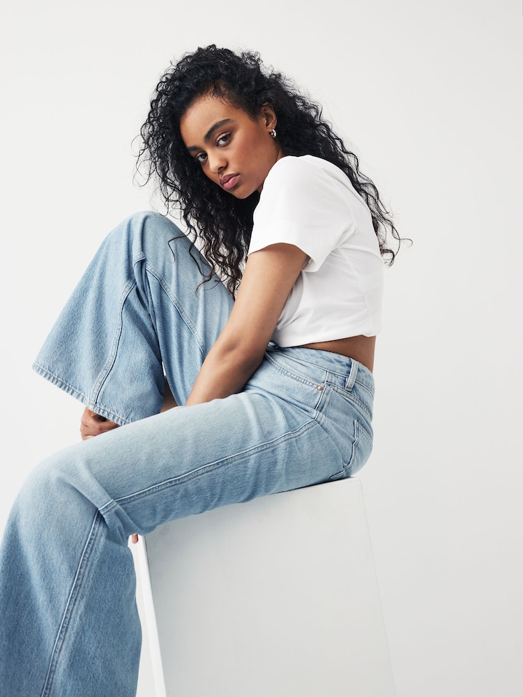 Mid Blue Denim Hourglass Loose Wide Leg Jeans - Image 4 of 8
