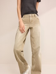 Beige Baggy Wide Leg Jeans - Image 1 of 7