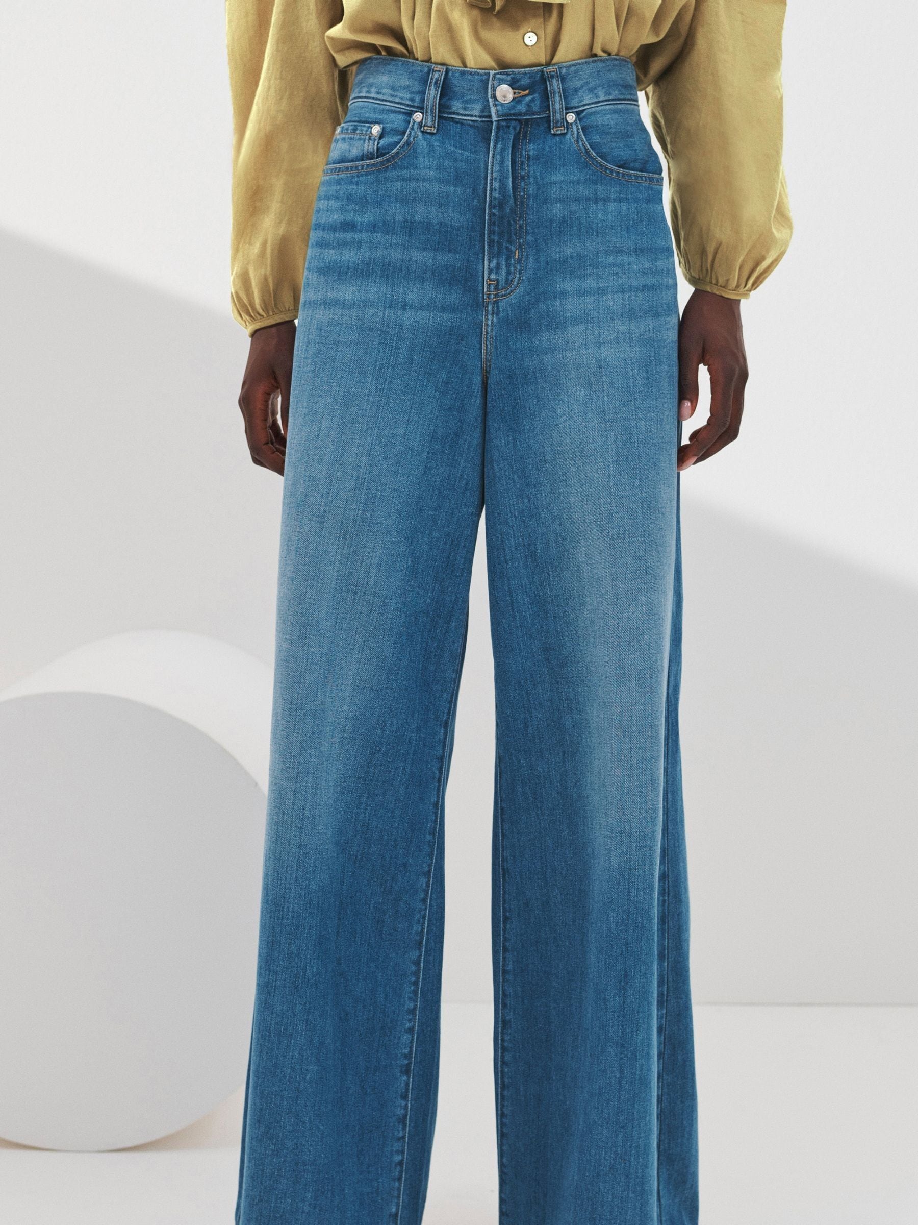 Buy Denim Dark Blue 100 Cotton Palazzo Wide Leg Jeans from Next Ireland