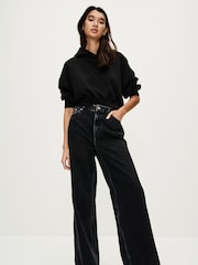 Black Loose Wide Leg Jeans - Image 1 of 6