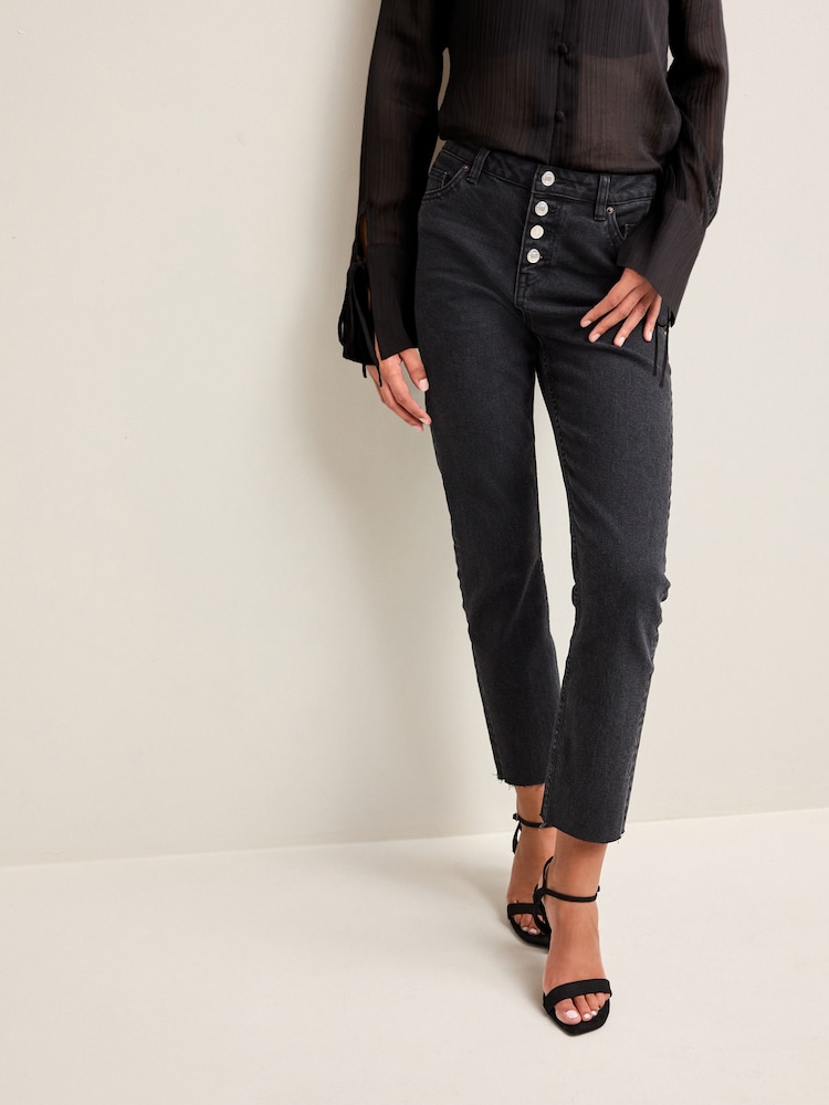 Black Comfort Stretch Straight Jeans - Image 2 of 6