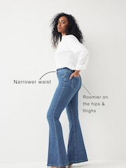 Denim Dark Blue Stretch Flare Hourglass Jeans - Image 3 of 7