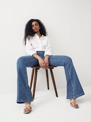 Denim Dark Blue Stretch Flare Hourglass Jeans - Image 5 of 7