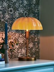 Clarke and Clarke Amber Scalloped Glass Vintage Reading Lamp - Image 1 of 4