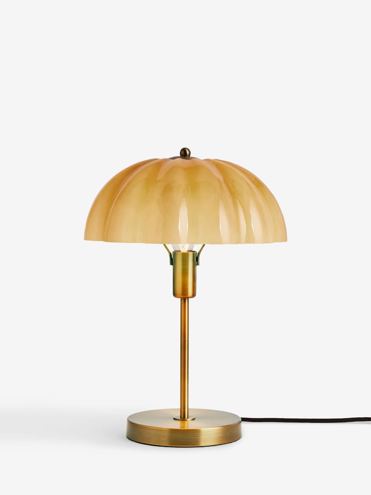Clarke and Clarke Amber Scalloped Glass Vintage Reading Lamp - Image 5 of 5