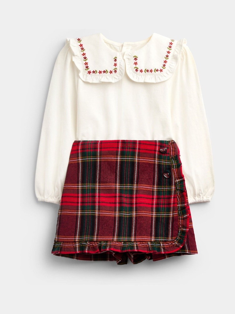 JoJo Maman Bébé Tartan Skort And Jersey Embroidered Top - Bild 1 av 7 JoJo Maman Bébé Tartan Skort And Jersey Embroidered Top - Bild 1 av 7