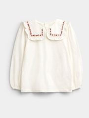 JoJo Maman Bébé Tartan Skort And Jersey Embroidered Top - Bild 2 av 7