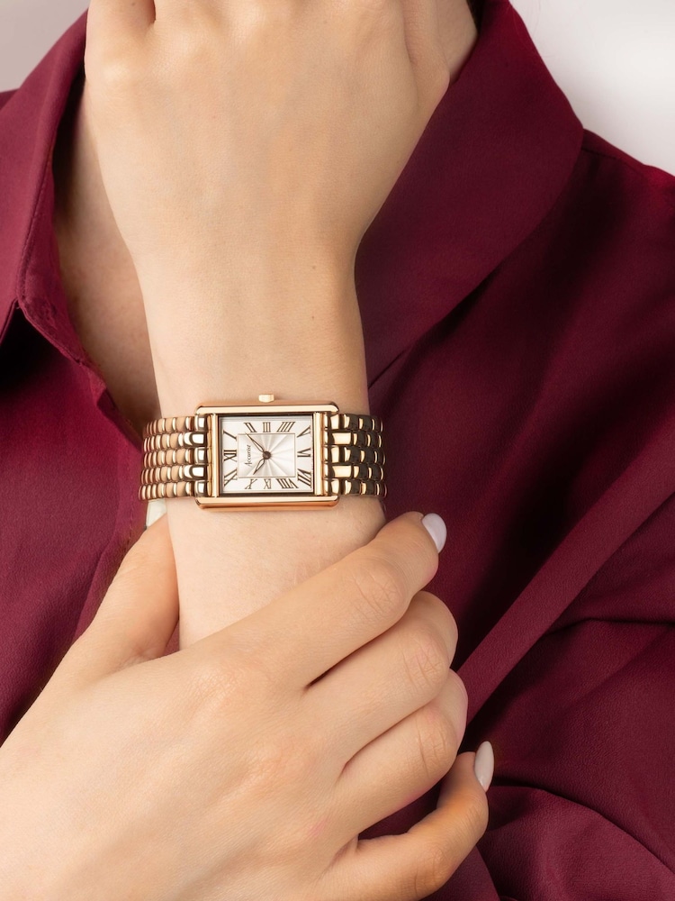 Accurist Ladies Rose Gold Tone Rectangle Stainless Steel Bracelet 26mm Watch - Image 6 of 6
