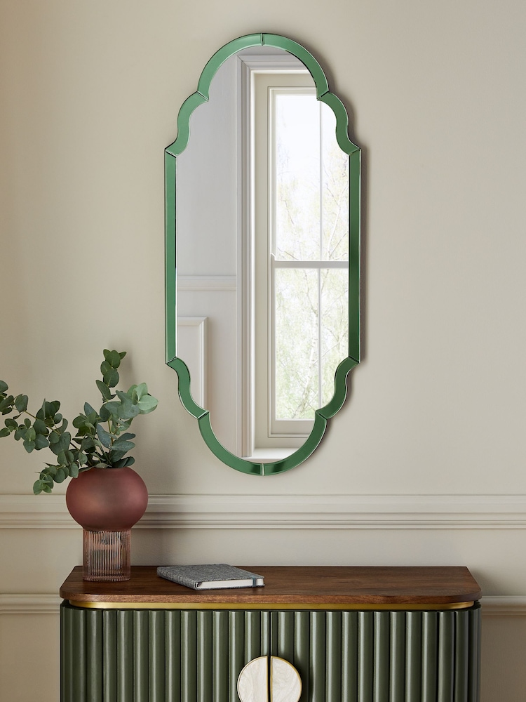 Clarke & Clarke Green Wobble Glass Mirror - Image 1 of 6