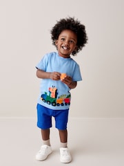 Blue/Navy 100% Cotton T-Shirt And Shorts Set (3mths-7yrs) - Image 1 of 7