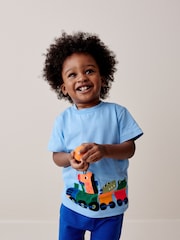 Blue/Navy 100% Cotton T-Shirt And Shorts Set (3mths-7yrs) - Image 2 of 7