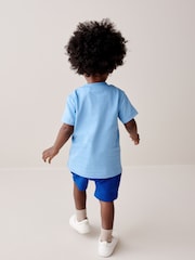 Blue/Navy 100% Cotton T-Shirt And Shorts Set (3mths-7yrs) - Image 3 of 7