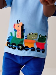 Blue/Navy 100% Cotton T-Shirt And Shorts Set (3mths-7yrs) - Image 4 of 7