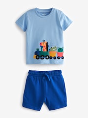 Blue/Navy 100% Cotton T-Shirt And Shorts Set (3mths-7yrs) - Image 5 of 7