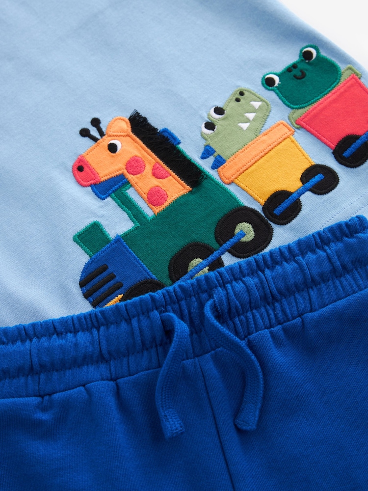 Blue/Navy 100% Cotton T-Shirt And Shorts Set (3mths-7yrs) - Image 7 of 7