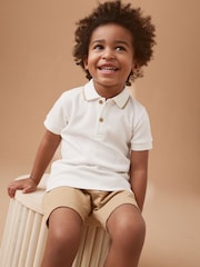 Neutral Short Sleeve Polo and Shorts Set (3mths-7yrs) - Image 3 of 6