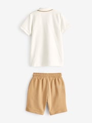 Neutral Short Sleeve Polo and Shorts Set (3mths-7yrs) - Image 5 of 6