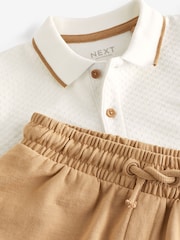 Neutral Short Sleeve Polo and Shorts Set (3mths-7yrs) - Image 6 of 6