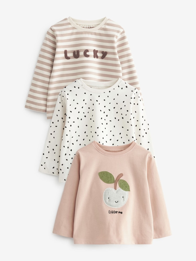 Cream nevtralna Apple - Znak dolg rokav; z dolgimi rokavi Cotton majica 3 komplet (3m-7let) - Slika 1 iz 6