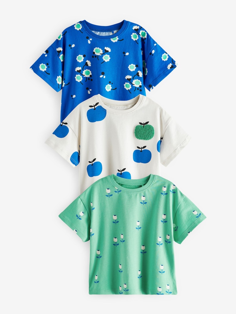 Petrol/Apfel - Kurzärmelige T-Shirts, 3er-Pack (3 Monate–7 Jahre) - Bild 1 von 3