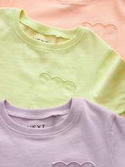 Flieder/Grün/Pfirsich - 100% Baumwoll-T-Shirts mit kurzen Ärmeln und Bogenkanten im 3er-Pack (3Monate bis7Jahre) - Bild 3 von 3