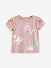 Pink Unicorn 100% Cotton Short Sleeve T-Shirts 4 Pack (3mths-7yrs) - Image 2 of 7