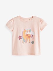 Pink Unicorn 100% Cotton Short Sleeve T-Shirts 4 Pack (3mths-7yrs) - Image 4 of 7